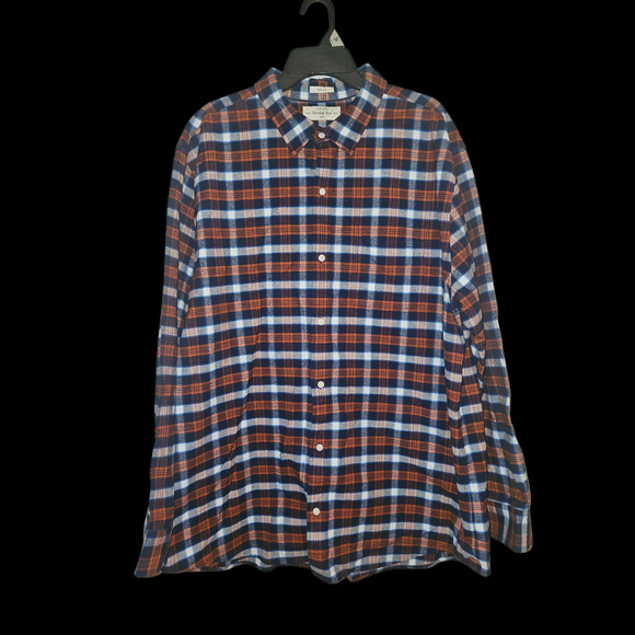 Hawker Rye Oxford Plaid Blue &‎ Orange Mens Shirt Stretch size XXL 2X Button Up - Picture 1 of 3